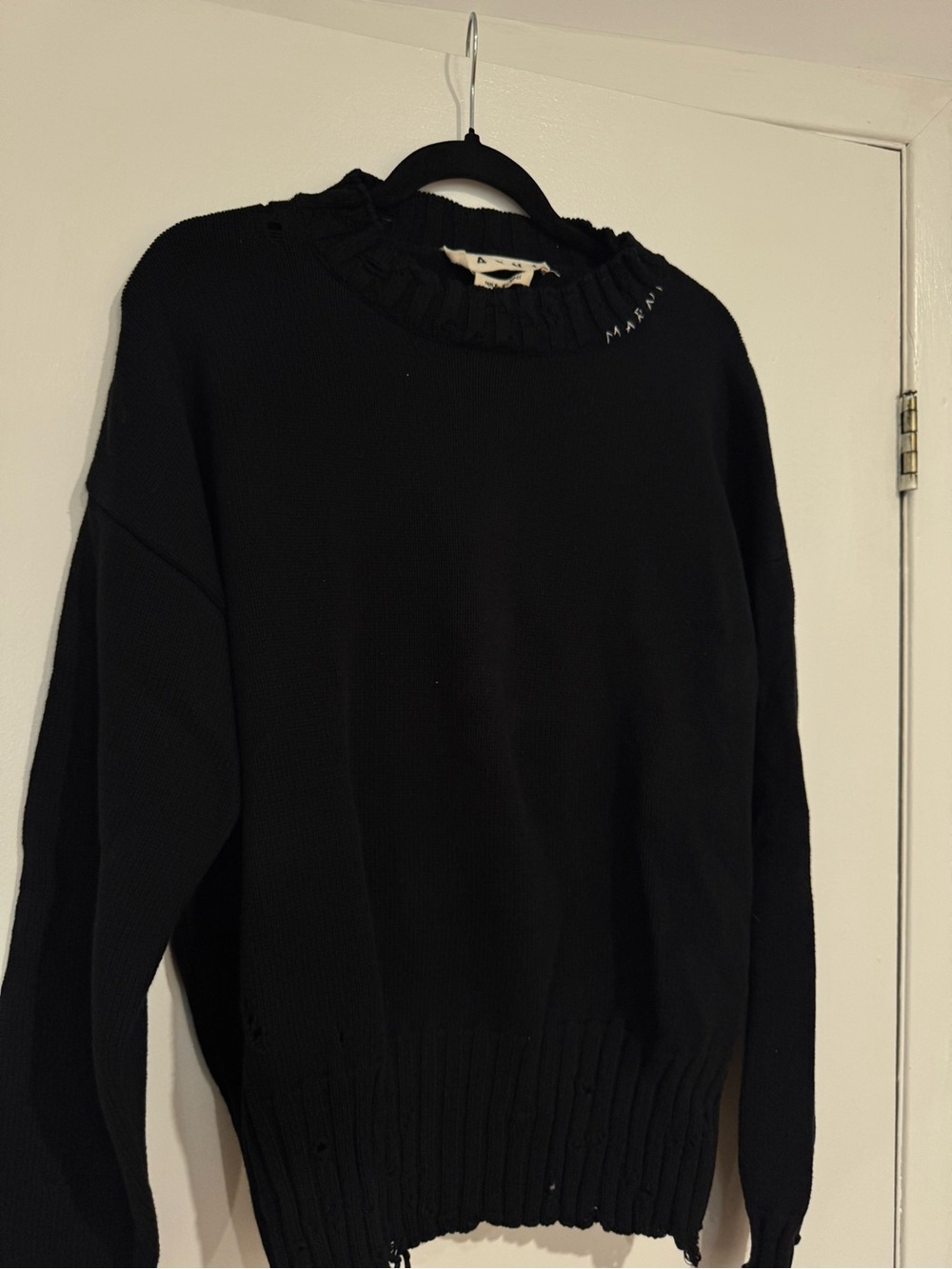 Marni Black Crewneck Ribbed Sweater